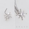 DIMENSIONAL MULTI CZ STARBURST CZ POLISH 316L SURGICAL STEEL L-SHAPE NOSE RING